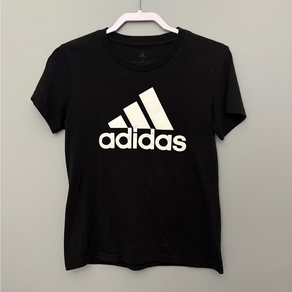 Adidas Black Crew Neck Tee with White Signature Logo Size S - Picture 1 of 8